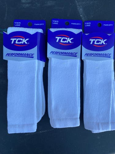 3 Pack White New TCK Large Skates Socks 5351