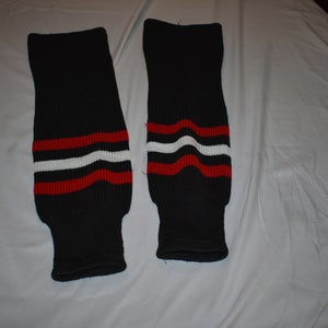 Knit Striped Hockey Socks, Red/White/Black, 24 Inches