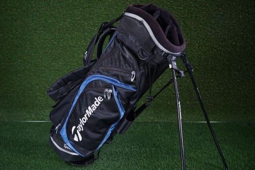 TAYLORMADE STAND BAG 7 WAY DIVIDERS GOLF CARRY BAG, BLACK / BLUE
