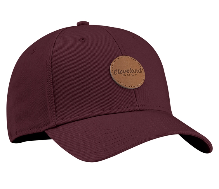 NEW Cleveland Golf Maroon Leather Patch Adjustable Golf Hat/Cap