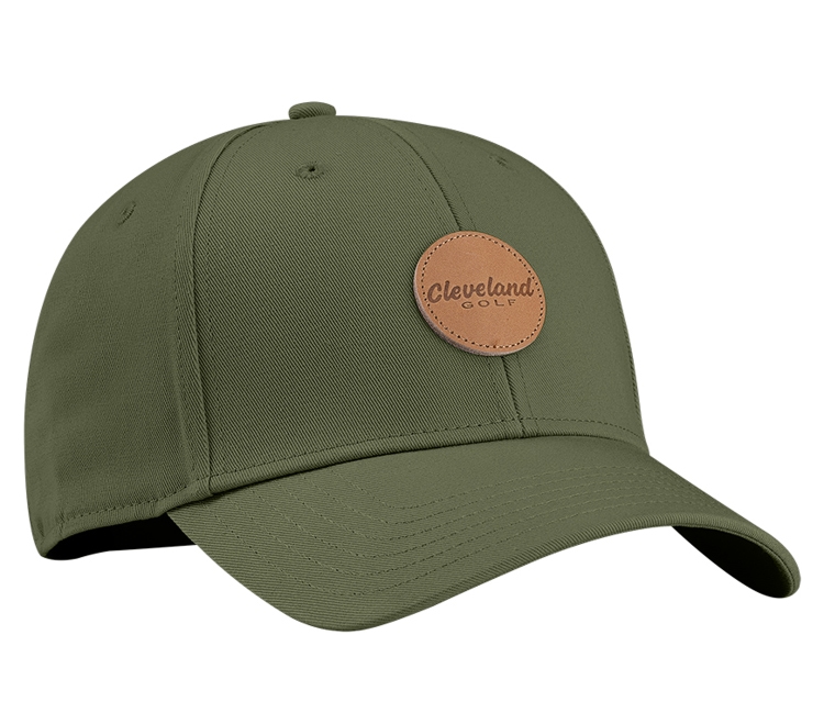 NEW Cleveland Golf Olive Leather Patch Adjustable Golf Hat/Cap