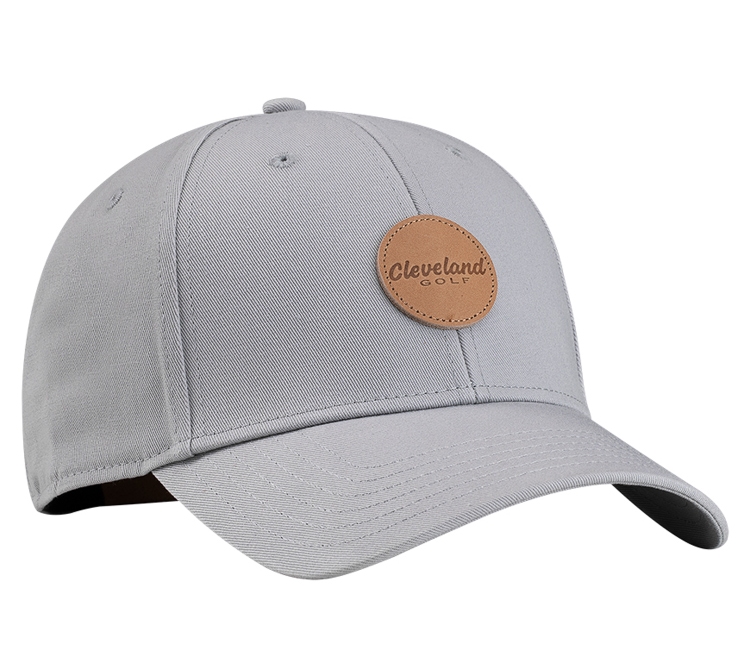 NEW Cleveland Golf Grey Leather Patch Adjustable Golf Hat/Cap