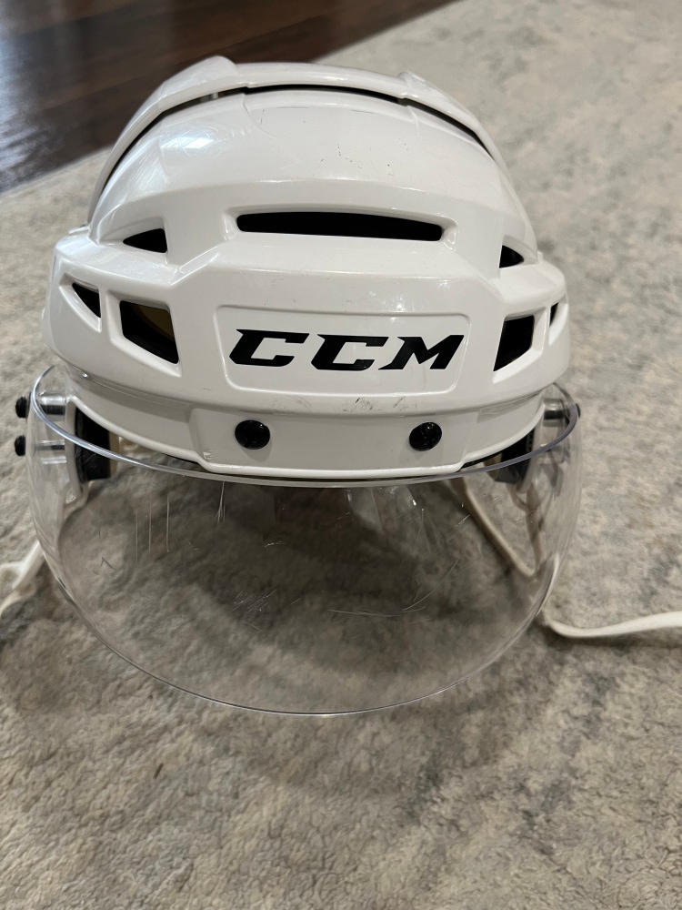 Chicago Blackhawks CCM V08 Pro Stock Hockey Helmet Combo white Small