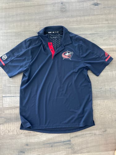 Columbus Blue Jackets NHL Adidas Climachill Polo Shirt M