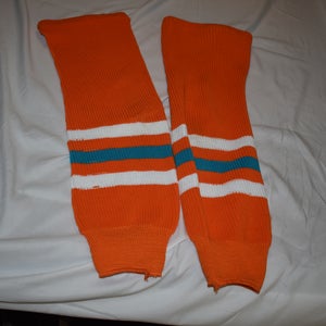 Athletic Knit AK Striped Hockey Socks, Orange/White/Green, Small