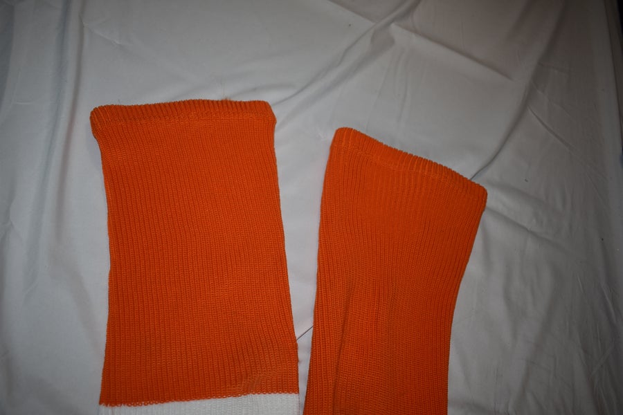 Athletic Knit AK Striped Hockey Socks, Orange/White/Green, Small