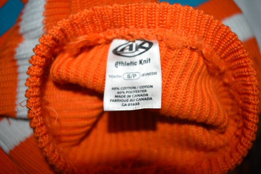 Athletic Knit AK Striped Hockey Socks, Orange/White/Green, Small