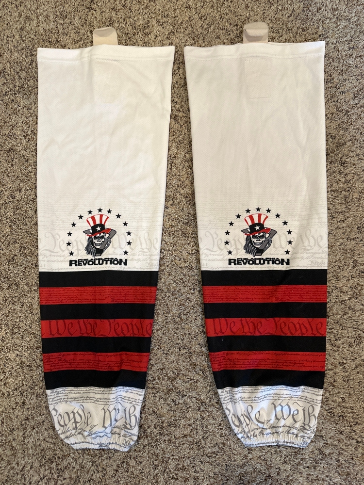 Polyester Hockey Socks (White/Red/Black)