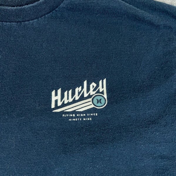 Hurley Mens Shirt Medium Navy White Tee Graphic Logo Skater Surfer Casual T Top