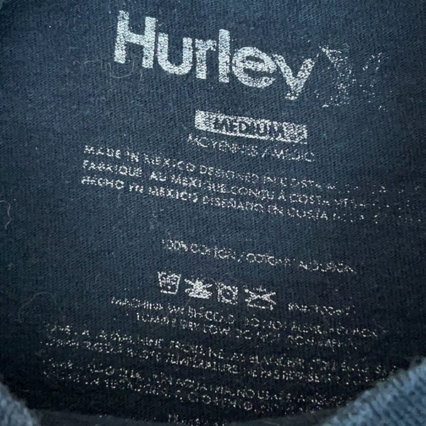 Hurley Mens Shirt Medium Navy White Tee Graphic Logo Skater Surfer Casual T Top