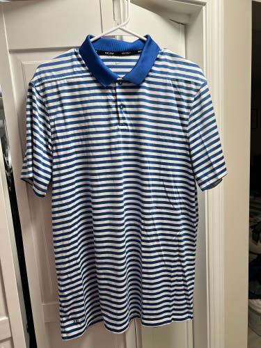 Nike Dri-Fit Victory Golf Polo Blue / White Striped Shirt Men’s Size Large