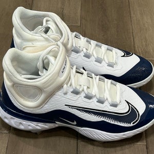 Size 7.5 Men’s Nike Alpha Huarache Elite 4 Mid White Navy Blue Baseball Metal