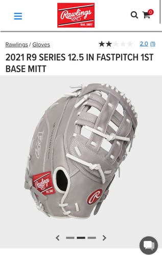 2021 Rawlings R9 First Base 12.5" Softball Mitt