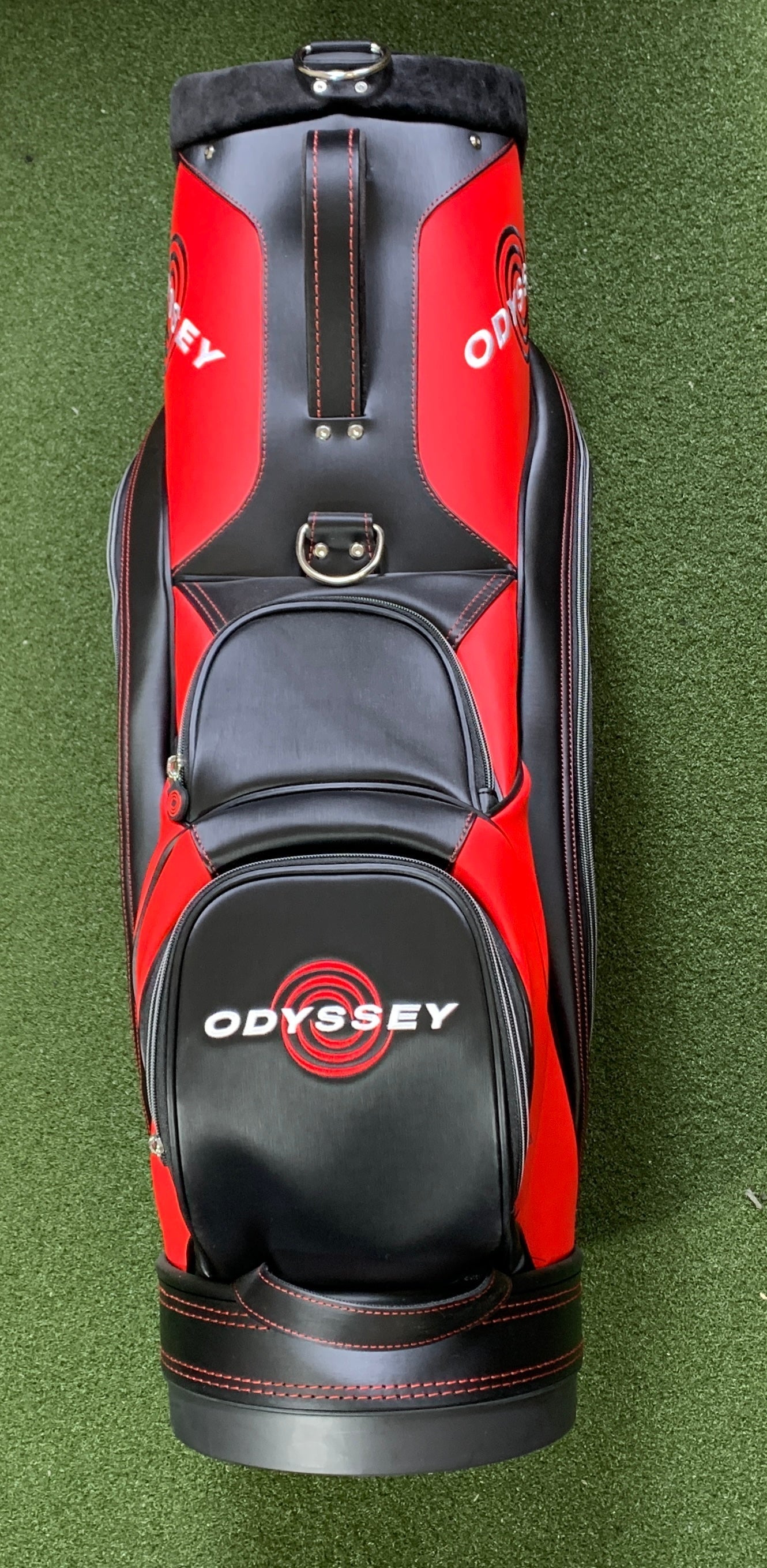 Odyssey Staff Bag Red Black White 6-Way Divide No Strap Golf Bag