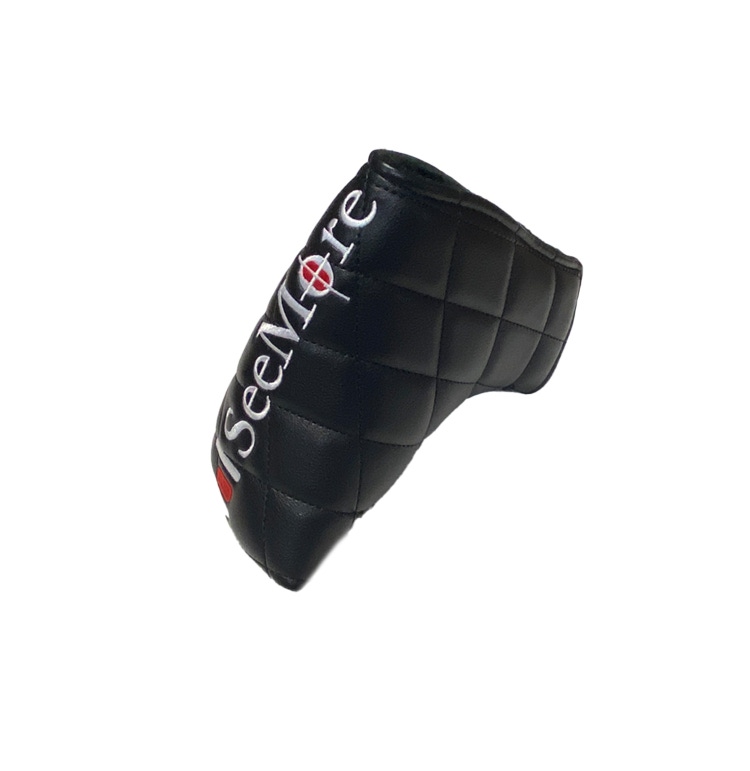 NEW SeeMore Black w/ Black Cross-Stitch Magnetic Blade Putter Headcover