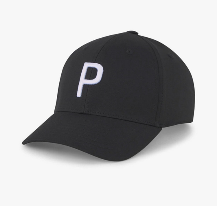 NEW Puma Structured P Cap Puma Black/White Glow Adjustable Golf Hat/Cap