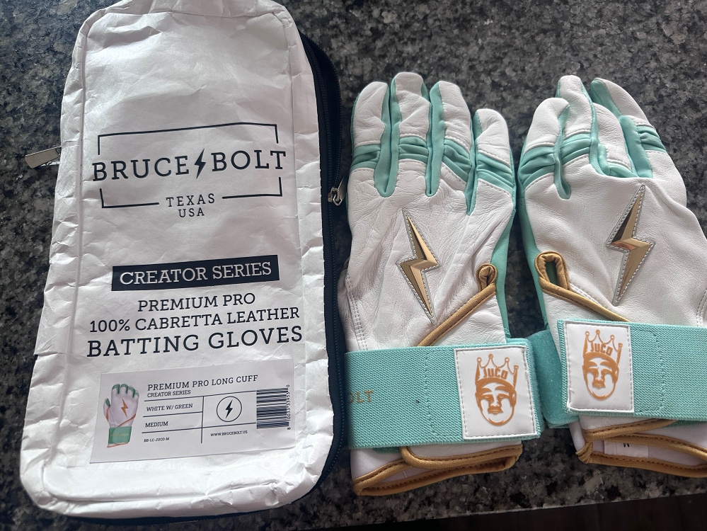 New Bruce Bolt King of Juco Batting Gloves Long Cuff (Adult Medium)