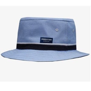 Bridgestone Poplin Bucket Hat Blue Golf Navy White Large UPF 50+ Fedora NEW