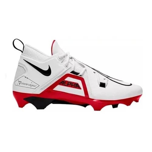 new mens 8.5 nike alpha menace pro 3 mid molded football/lacrosse cleats white/red ct6649