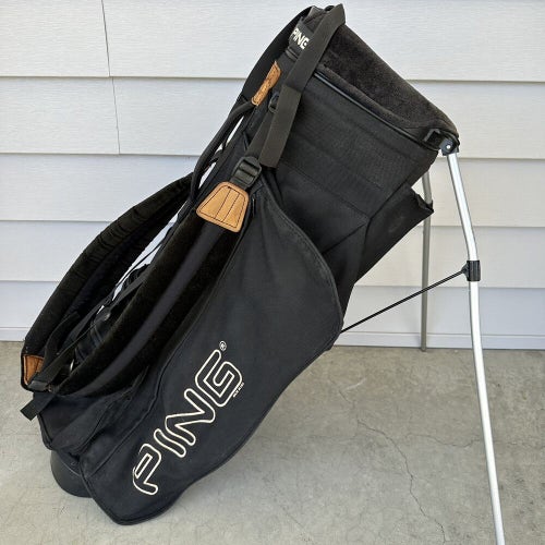 Ping Hoofer 4 Way Stand Carry Golf Bag Black White Logo
