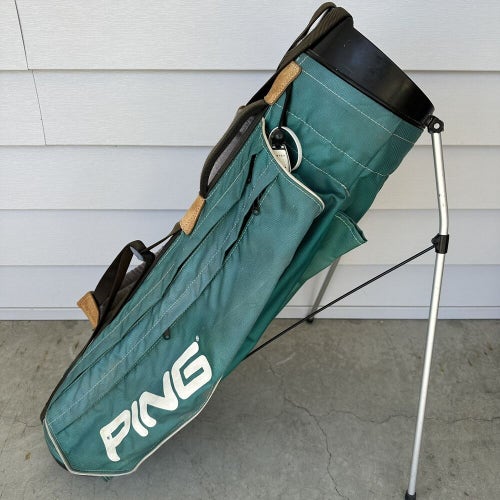 Ping Hoofer Vintage Golf Stand Carry Bag 4 Way Dividers Green Teal White Logo