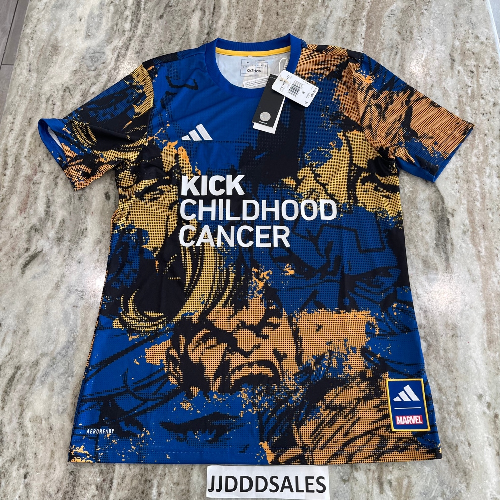 Adidas X Marvel Kick Childhood Cancer Pre-Match Soccer Jersey HT3238 Men’s Sz M  New