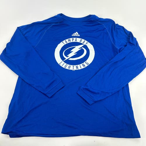 Large and XL - Brand New Blue Tampa Bay Lightning Adidas Long Sleeve Shirt | TEAM ISSUED