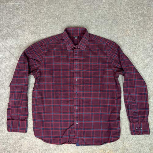 Untuckit Mens Shirt Extra Large Red Blue Flannel Plaid Check Button Casual Cabin