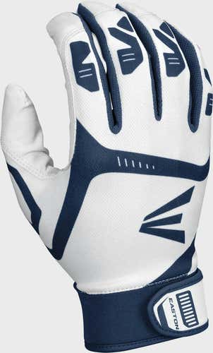 New Easton Gametime Batting Gloves White Navy Junior Lg