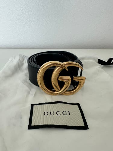 Gucci women’s double G belt, black 85cm