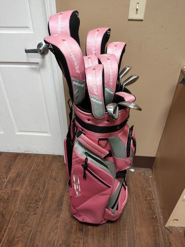 Adams Pink Idea A2OS 13 Piece Ladies Flex Graphite Complete Golf Set Cart Bag