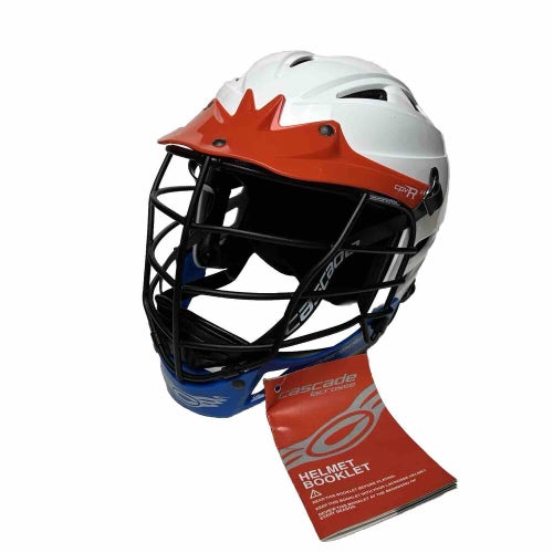 New Cascade Lacross Helmet CPV-R White Black Cage With Chin Strap Sz M/L