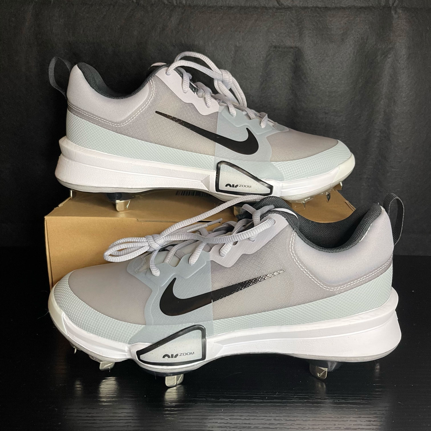 Nike Force Trout 9 Pro Metal Baseball Cleats Size 8 Gray Black White FB2907-002