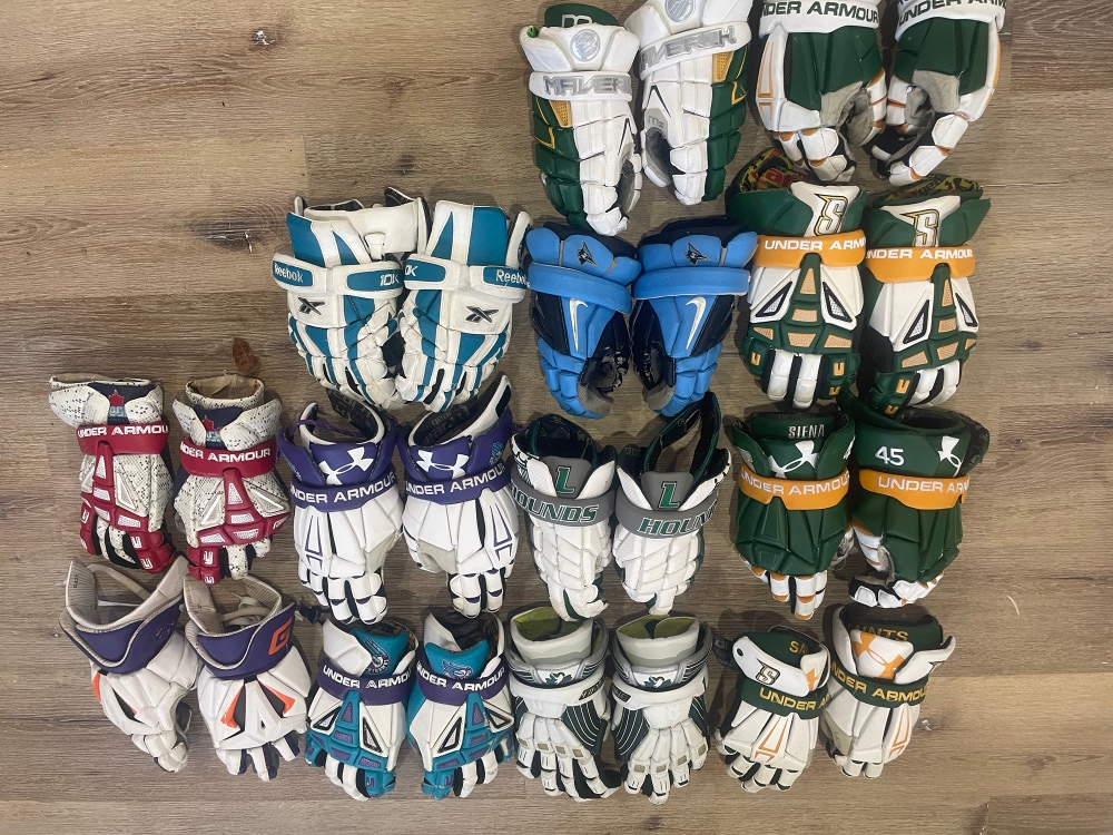 Assorted College And Pro Lacrosse Gloves