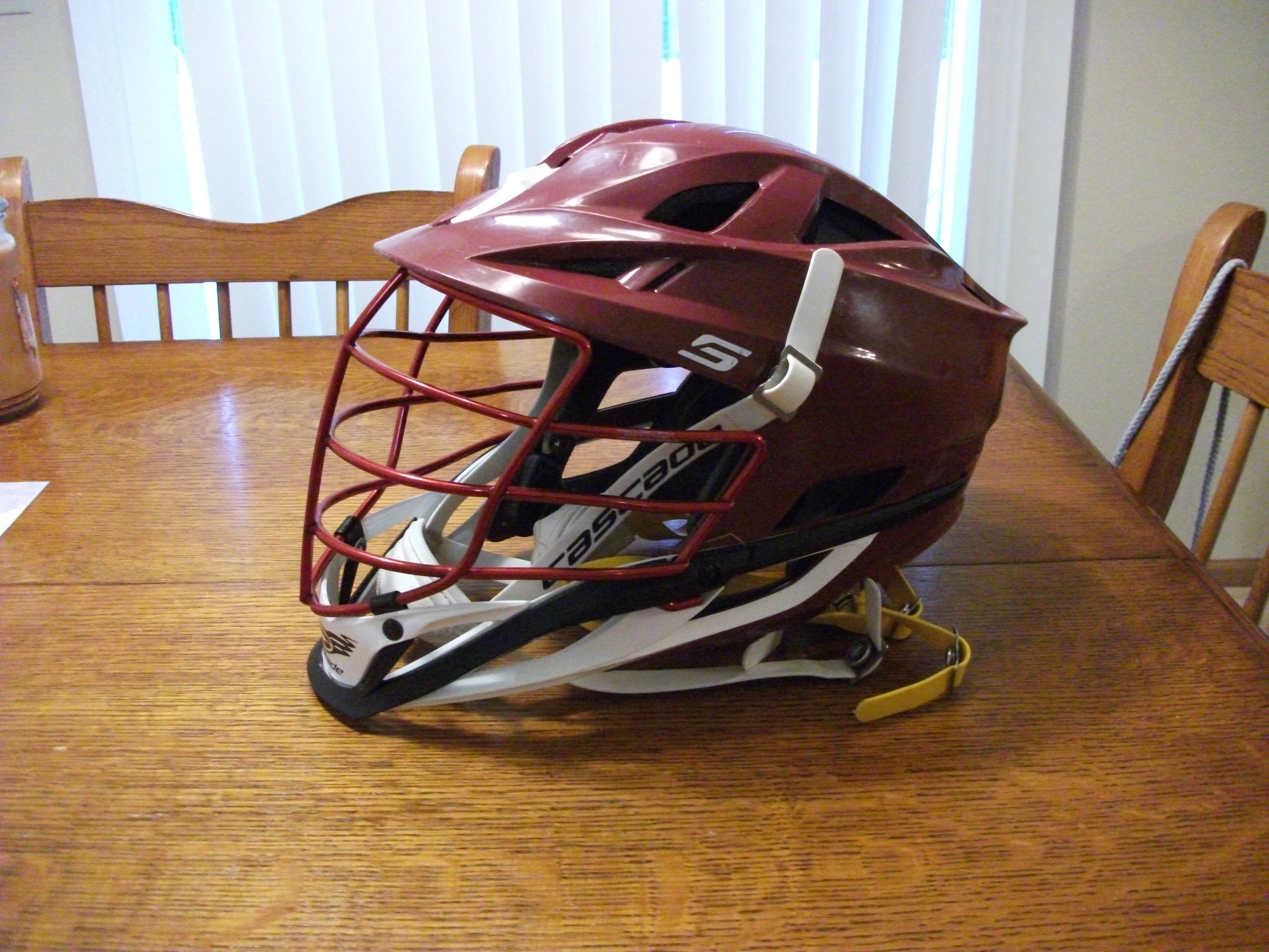 Used Cascade S Helmet - Maroon with Red Mask and White Chin