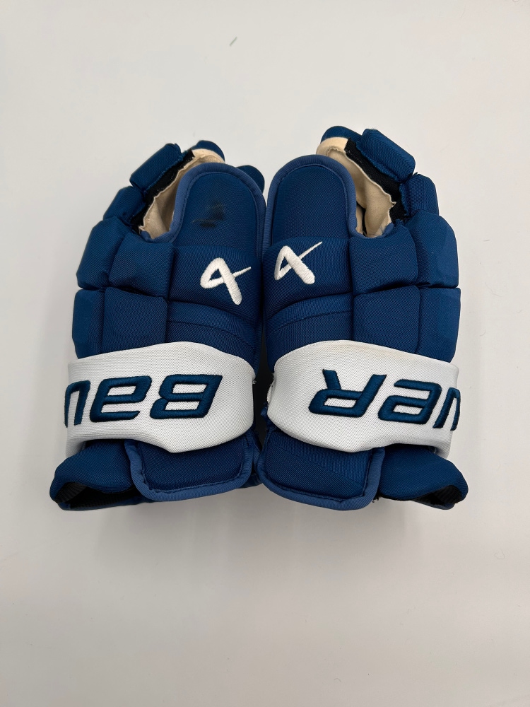 Lightly Worn Colorado Avalanche Toews Bauer 14" Pro Stock Supreme Mach Gloves