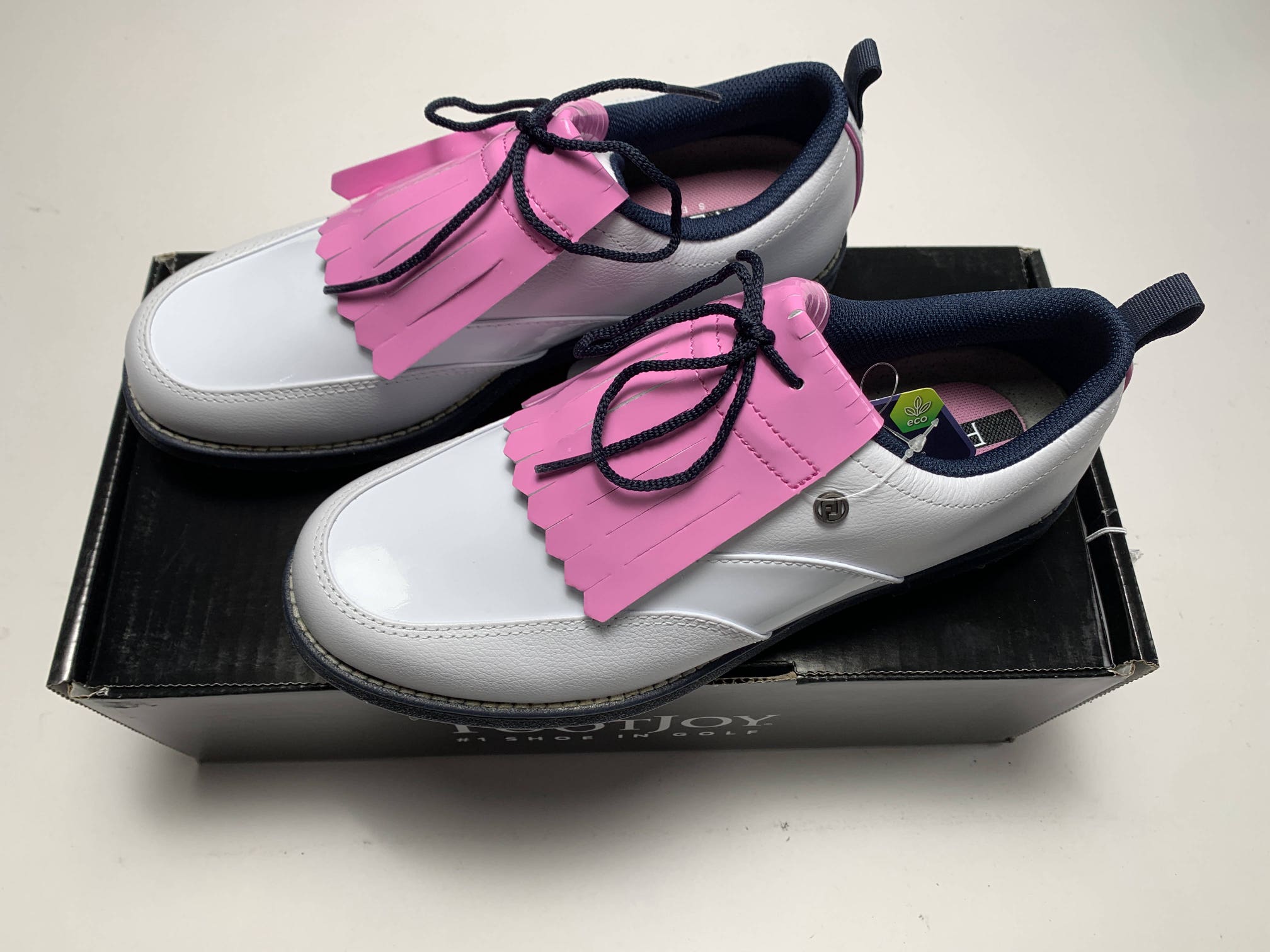 FootJoy DryJoys Premiere Series Golf Shoes Kiltie White Pink Womens SZ 7 (99044)