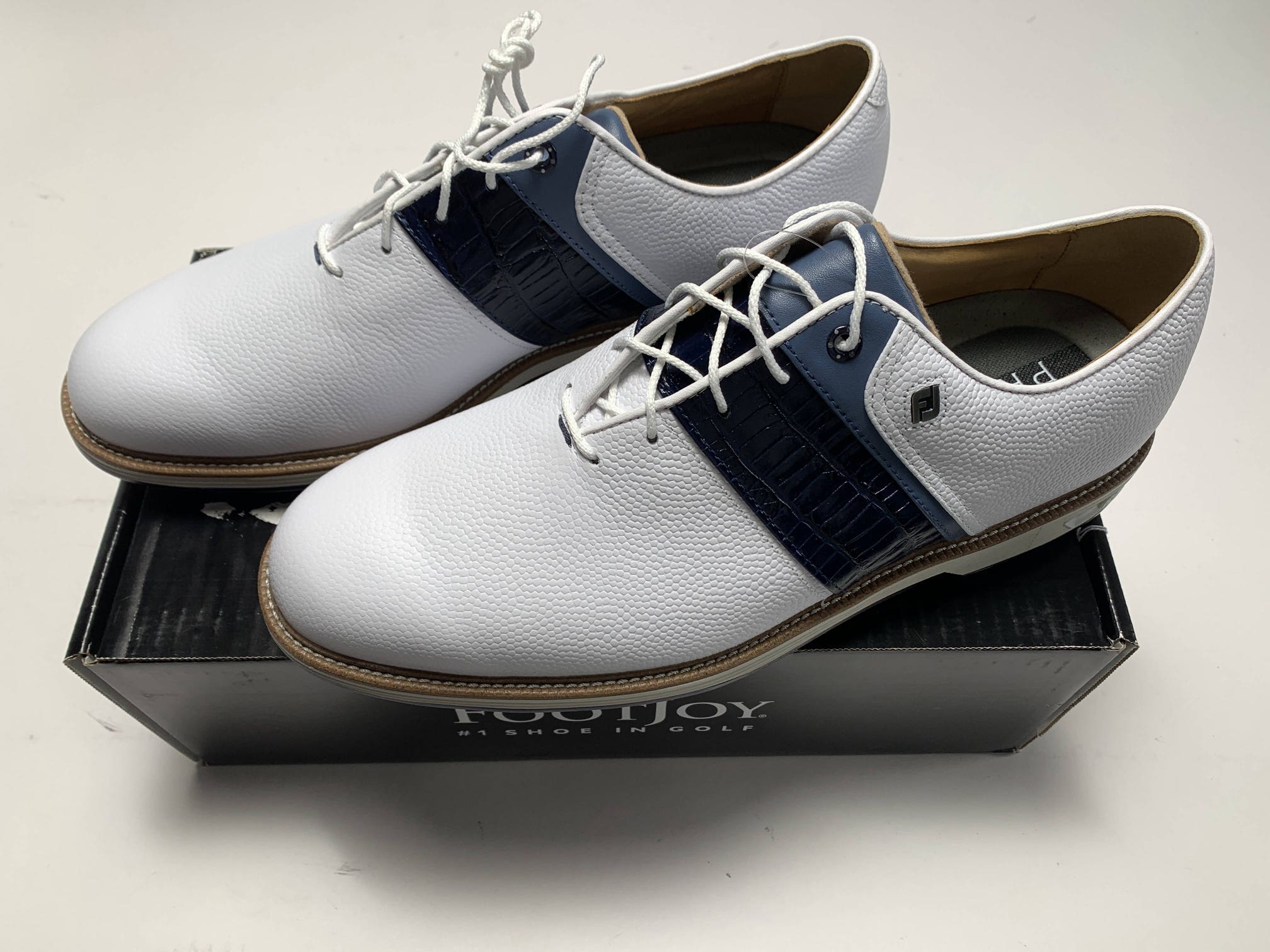 FootJoy DryJoys Premiere Series Golf Shoes White Blue Men's SZ 11 (54269)