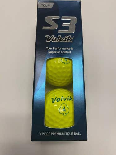 Volvik S3 Golf Balls (Yellow, 3pk) Urethane 1 Sleeve NEW
