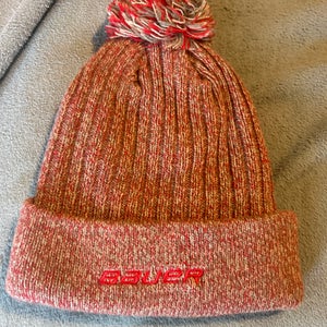 Red Bauer / New Era Winter Pom Hat - 9.75 / 10 Condition