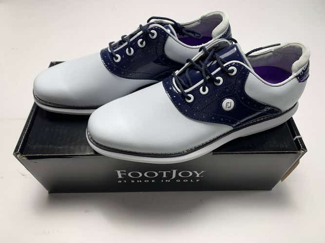 FootJoy FJ Traditions Golf Shoes White Navy Patent Women's SZ 8 (97899)