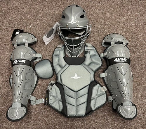 All Star Top Star Youth Ages 8-10 Baseball Catchers Gear Set - Graphite Grey