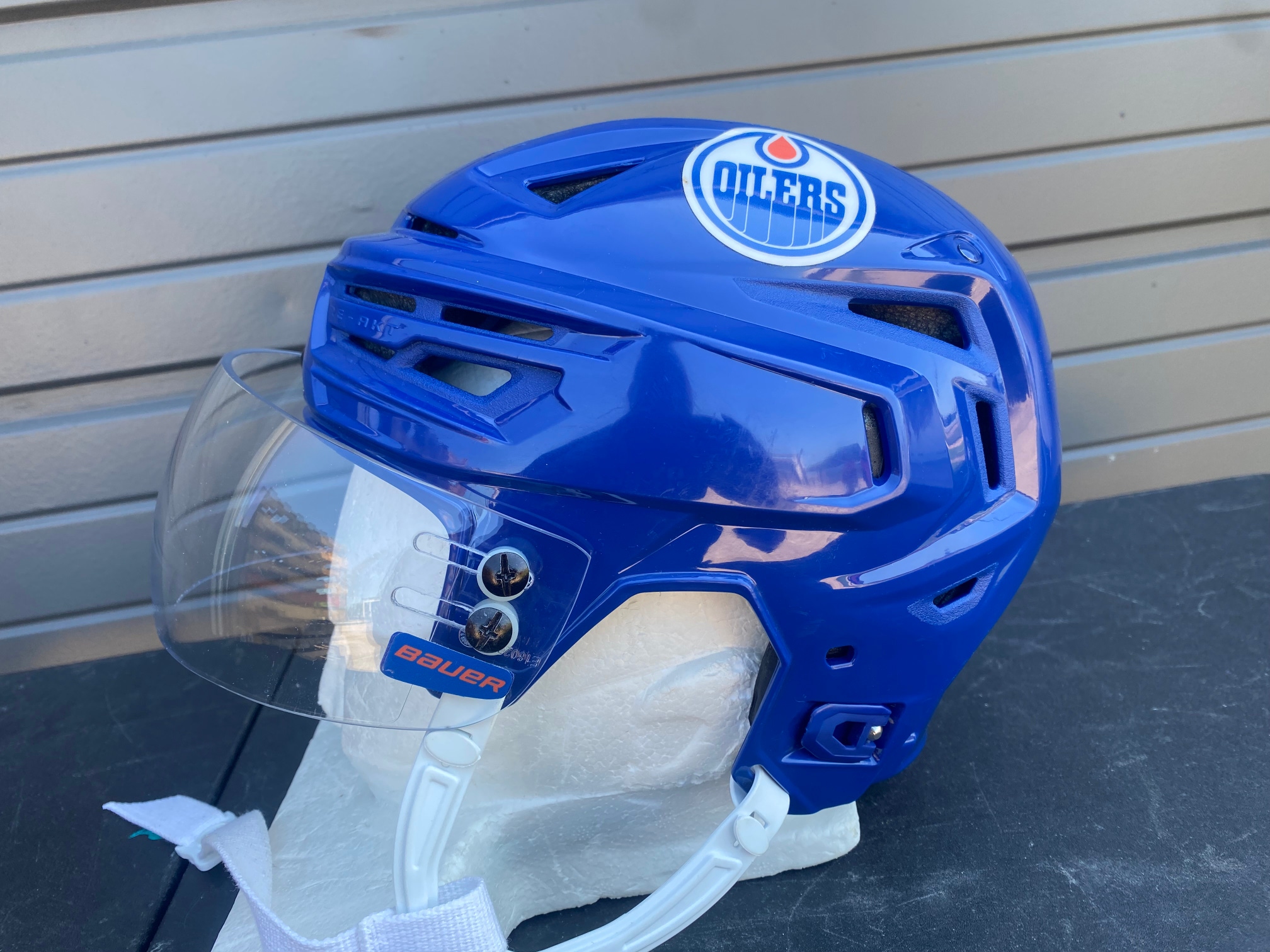 Bauer Re-Akt 150 Pro Stock Hockey Helmet Bauer Visor Combo Small Blue OILERS 3803
