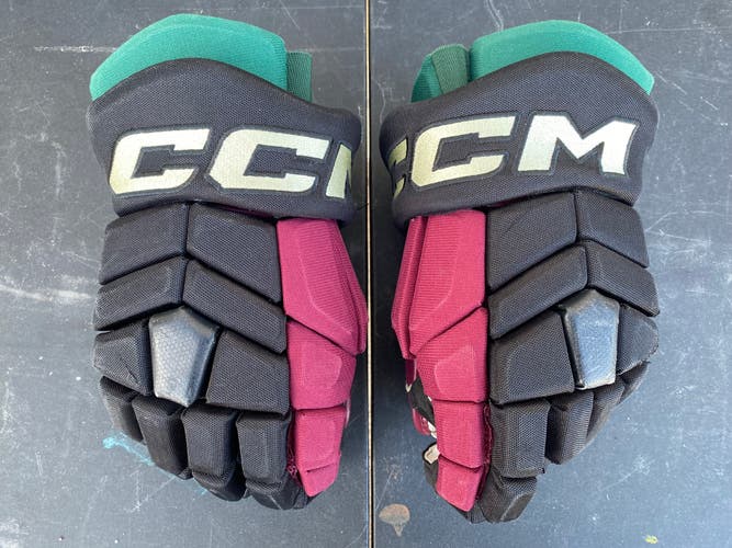 CCM HGTK Tacks Pro Stock Hockey Gloves 15" Black COYOTES 3819