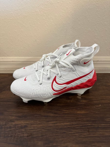 Nike Alpha Huarache NXT White/Red Metal Cleats Size 10 DJ6517-104