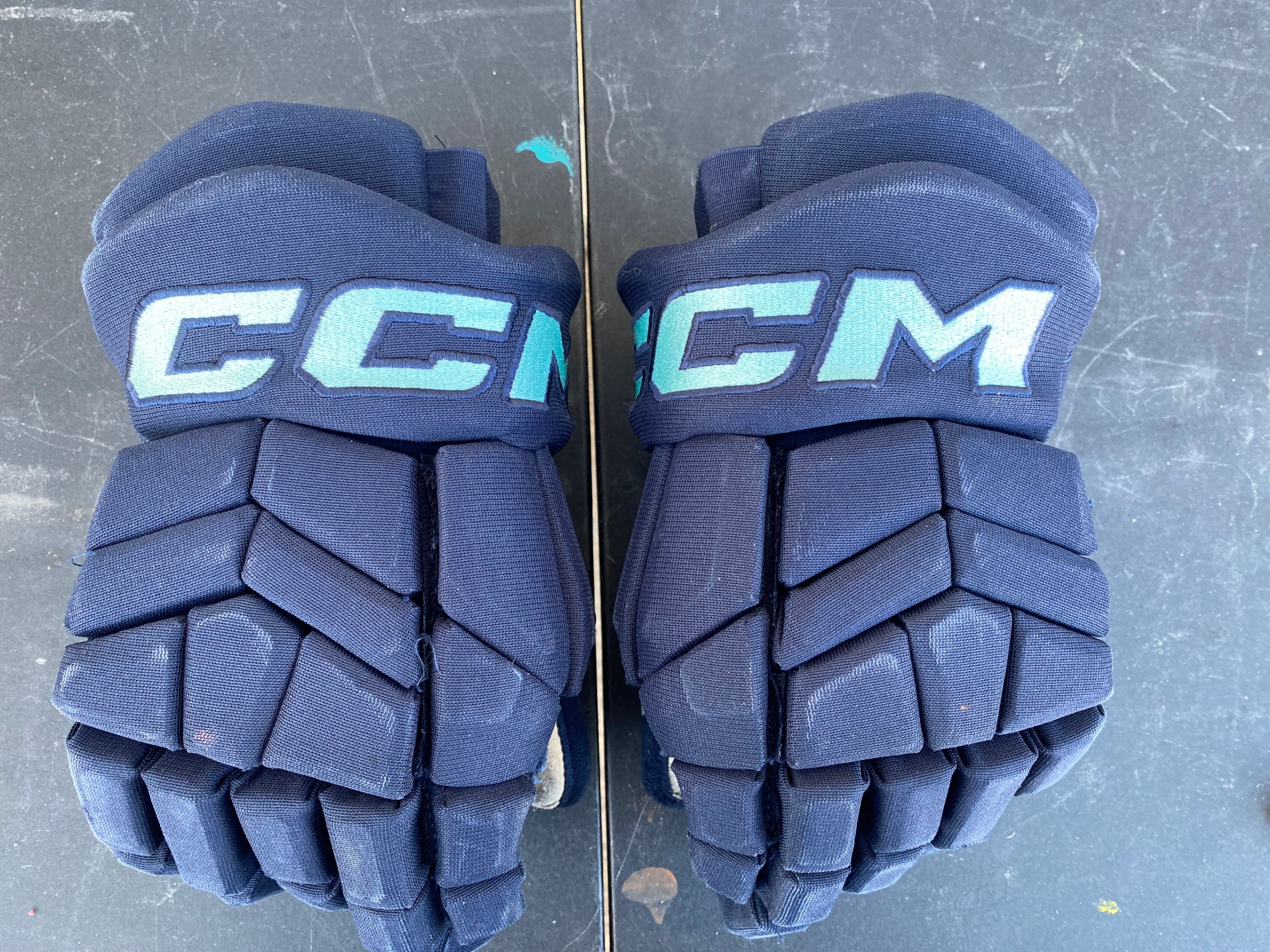 CCM TACKS HGTK Pro Stock Hockey Gloves 14” Navy Blue KRAKEN 3815
