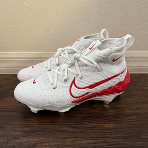 Nike Alpha Huarache NXT White/Red Metal Cleats Size 8 DJ6517-104