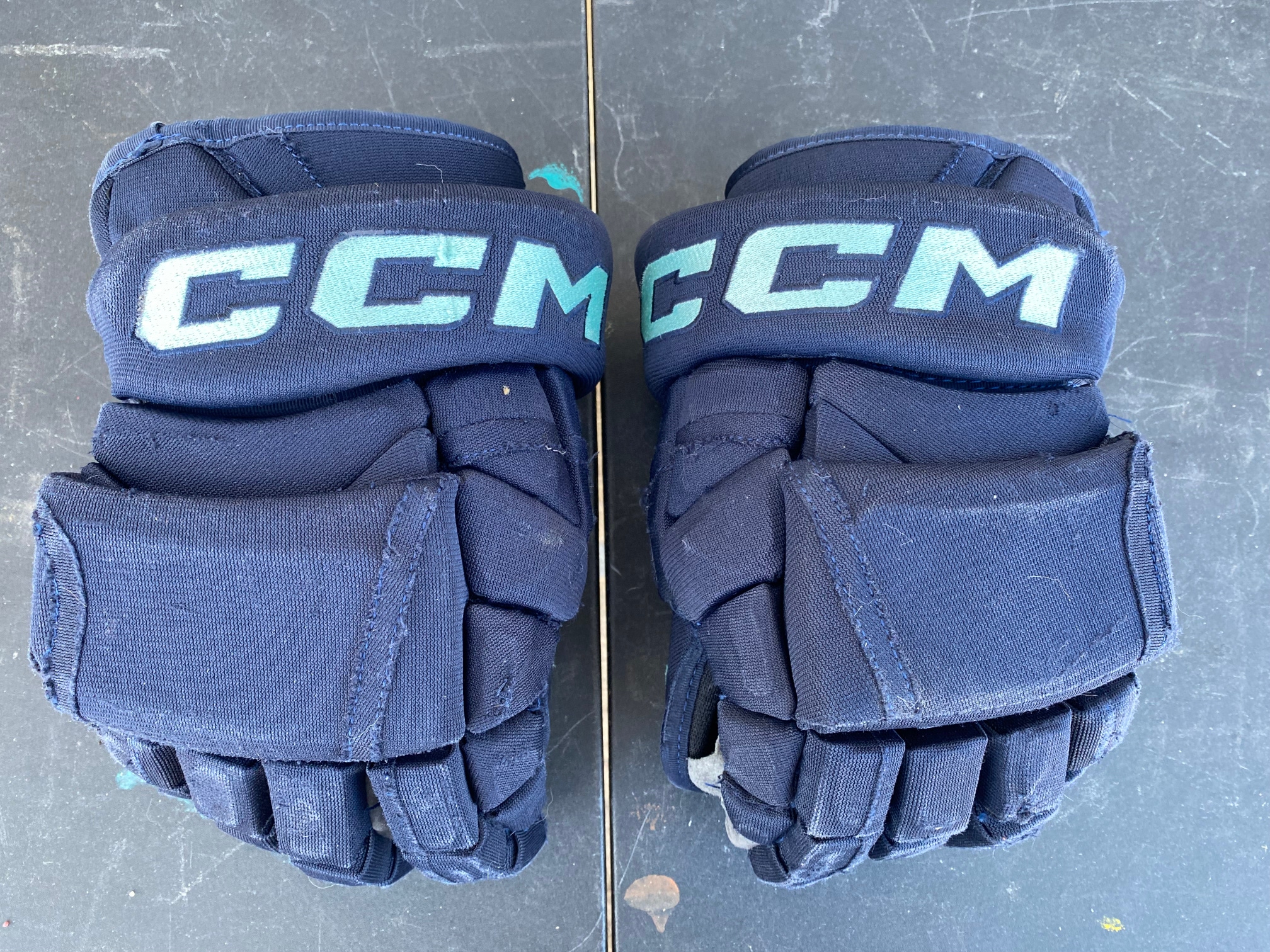 CCM HG12 Pro Stock Hockey Gloves 14” Navy Blue KRAKEN 3823