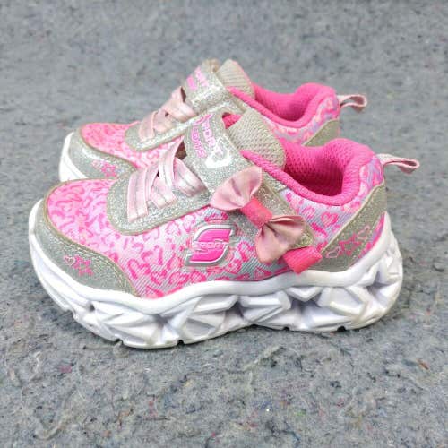Skechers S Sport Girls 5 Shoes Toddler Sneakers Neon Pink Hearts Light Up F75-30