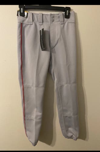 New NWT Mizuno Gray Red Pinstripe Youth Baseball Pants Size Large